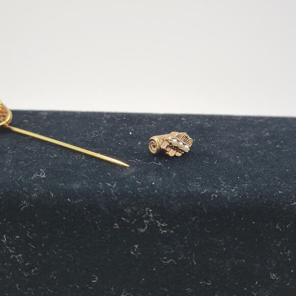 Vintage Cherub Coat Pins Lot of 3 Angel Cupid and FloralGold Tone Rhinestones - Picture 6 of 16